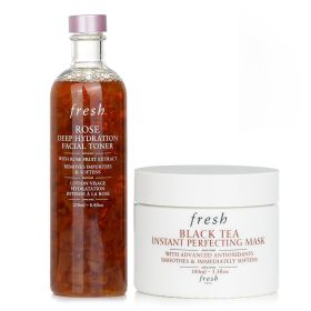FRESH - Fresh Black Tea Instant Perfecting Mask + Rose Deep Hydration Facial Toner 2pcs