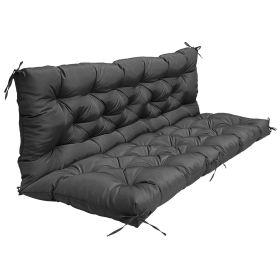 2-3 Seater Swing Cushion Waterproof Outdoor Swing Cushions Replacement Swing Bench Pads Chair Mat with Backrest 8 Tie Straps 59x43.3x3.9in for Patio F (Option: Black)
