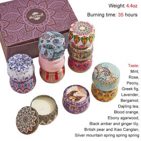 Chrstmas Gifts Vintage Scented Candles Set Flower Jar Candle Fragrance Soy Wax Natural Candle With Tin Can Wedding Birthday Home (Ships From: CN, Color: Set H-12PCS)