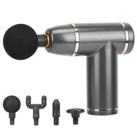 Percussion Massage Gun USB Type C Rechargeable Deep Tissue Vibration Massager Handheld Leg Body Cordless Massager with 4 Interchangeable Heads 8 Inten (Color: grey)