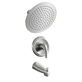 10 inch Wall Mount Concealed Round High Pressure Rainfall Shower Head with Brass Shower Arm and Shower Faucet Set (Color: Brushed Nickel)