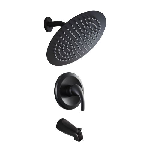 10 inch Wall Mount Concealed Round High Pressure Rainfall Shower Head with Brass Shower Arm and Shower Faucet Set