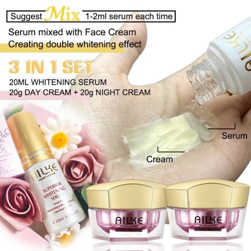 AILKE Whitening Anti-wrinkle Freckle Face Cream With Collagen Hyaluronic Acid Rose Skin Care Women Korean Facial Moisturizer Set